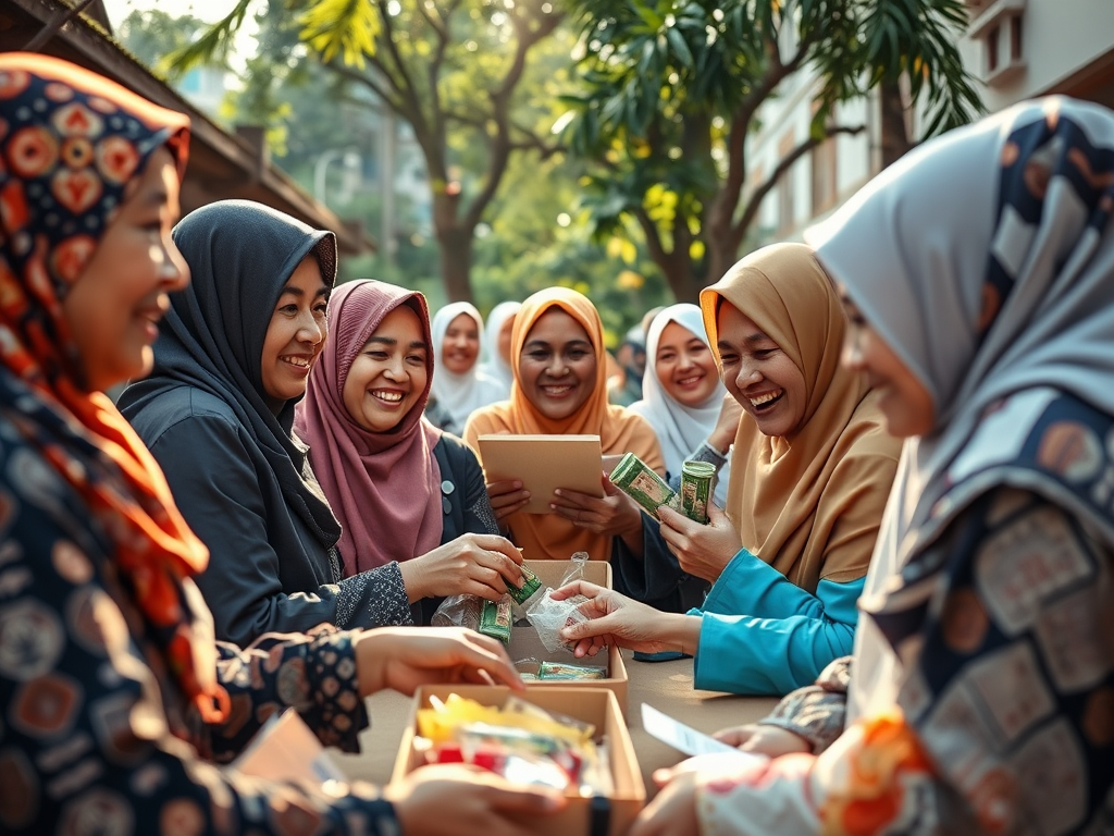 singapore muslims giving groceries and money to the poor and